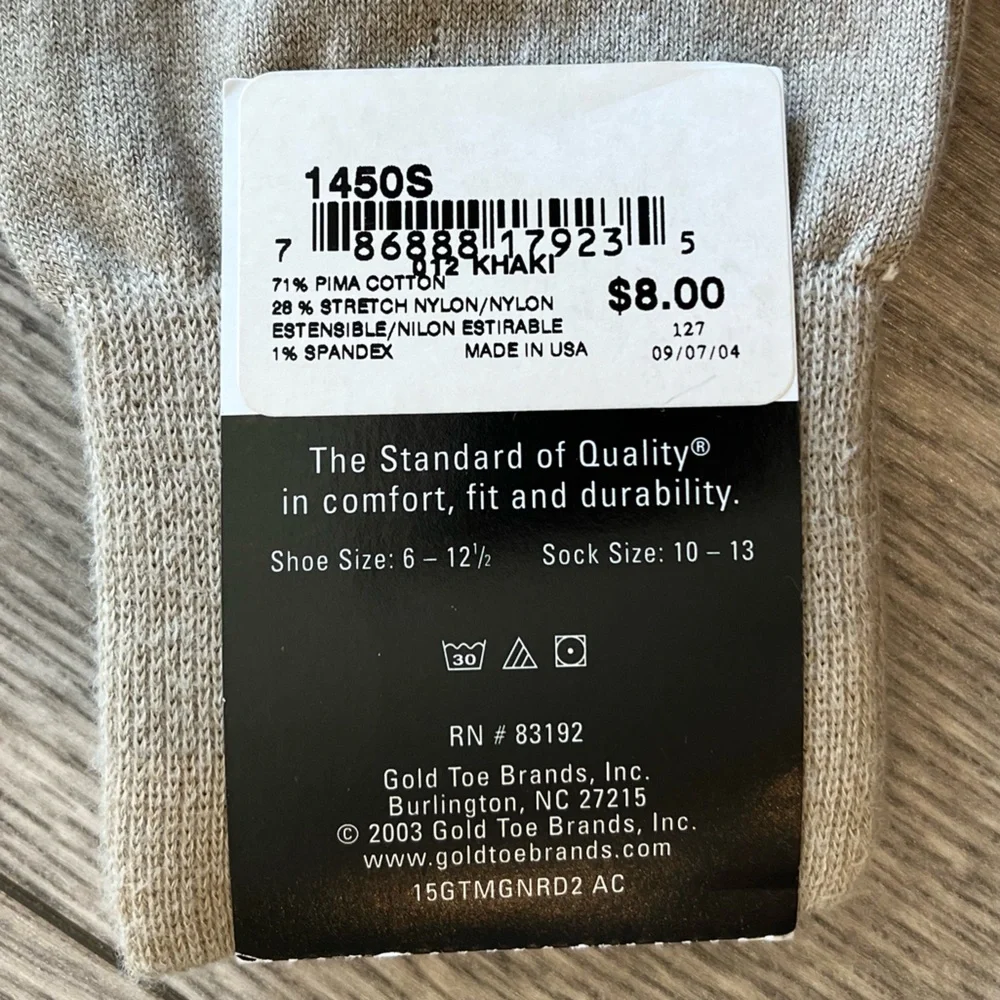 Vintage Goldtoe Men’s Khaki Diamond Print Dress Sock NWT